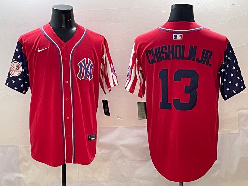 Men New York Yankees 13 Chisholm jr Red a generation of national flags Jointly Name 2025 Nike MLB Jersey style 5